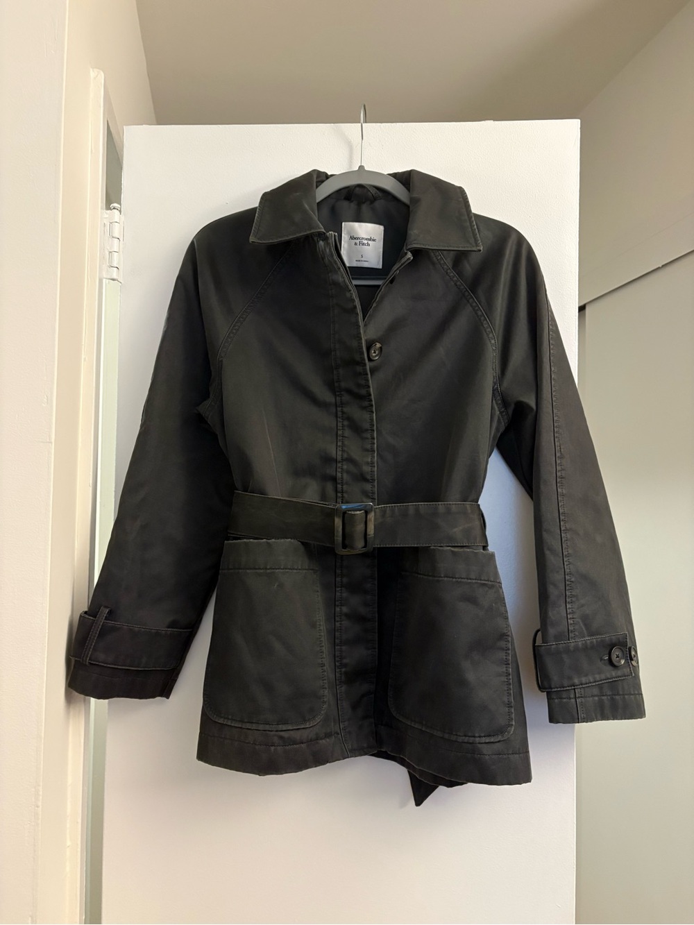 Abercrombie & Fitch Black Belted Trench Coat